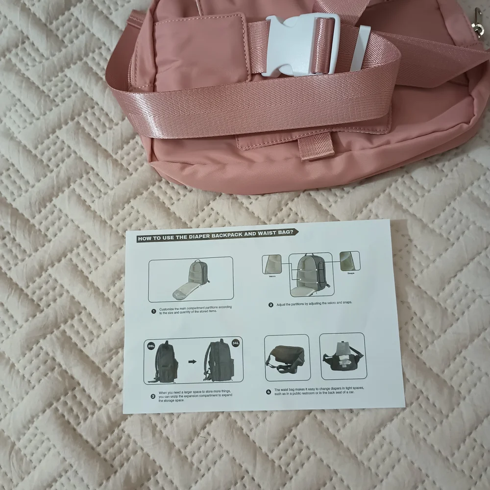 Homiglam Diaper Backpack+Waist Bag+Changing Pad NWOT Pink